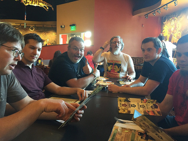 Photograph of some of Infinity Interactive’s attendees at dinner